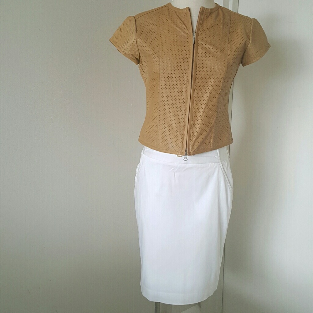 Adrienne Vittadini White Cotton Pencil Skirt, NWOT, Sz 4
